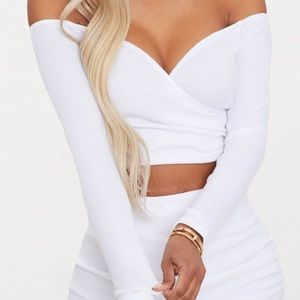 White Ribbed Crop Top